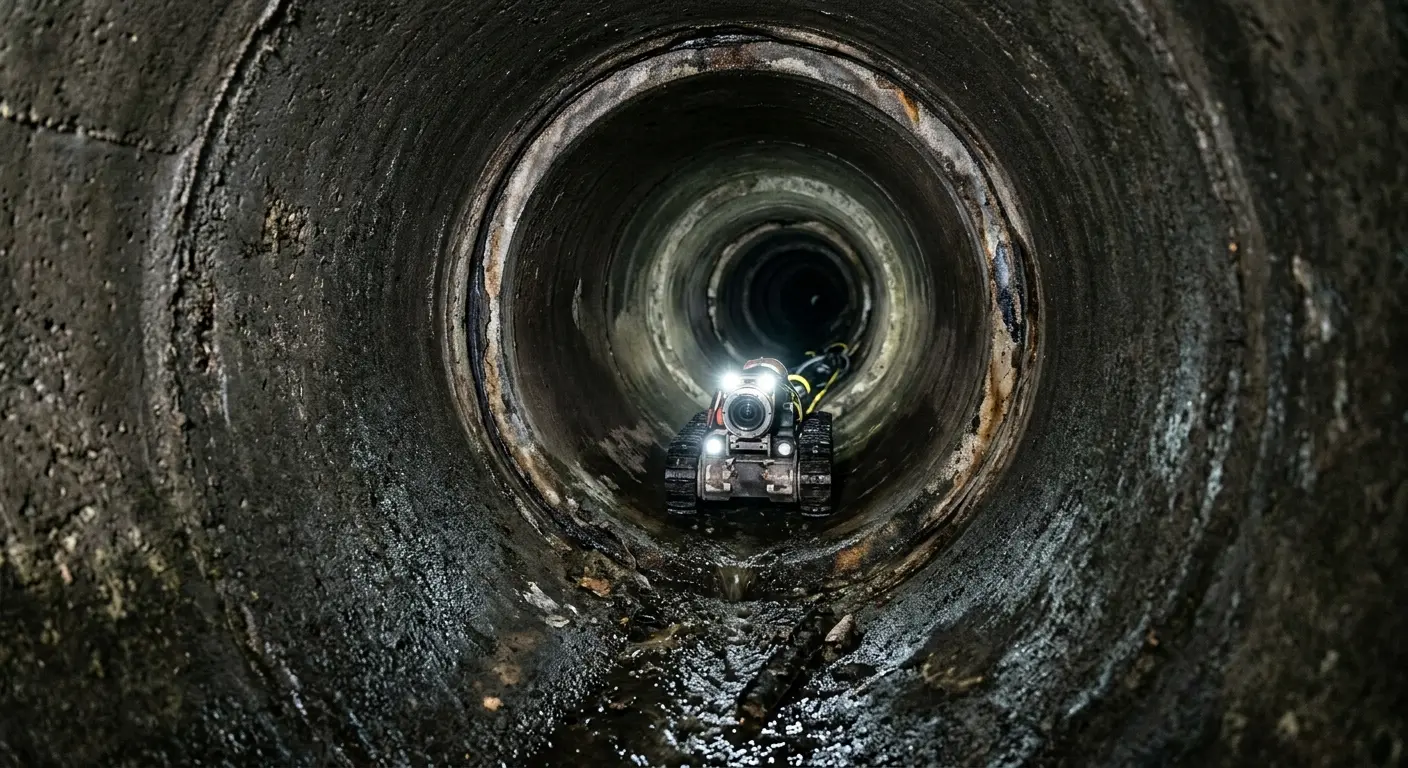 Robotic sewer camera inspecting pipe interior for Sewer Line Cleaning in Silverdale